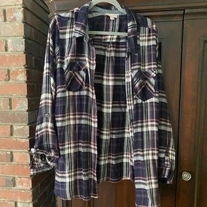 Navy plaid woven shirt dress barn 3x